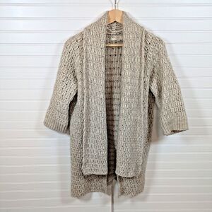 Loft Cardigan Women XSP Oversized Chunky Knit Open Wool Alpaca Italian Warm Fall